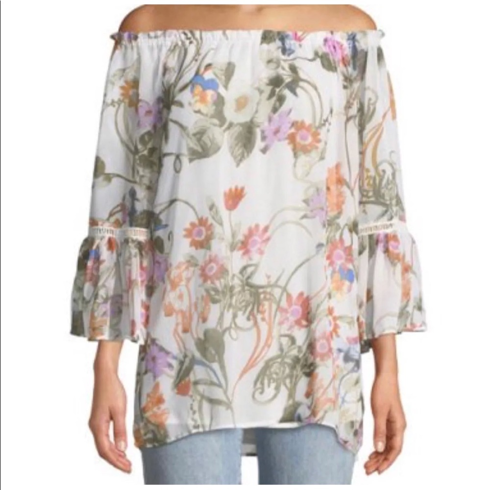 Chelsea Theodore OffTheShoulder FloralPrint Blouse